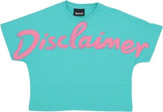Disclaimer Logo Crop Tee Mint Fuchsia - Dames - T-shirts - Blauw - L - Katoen - Tops