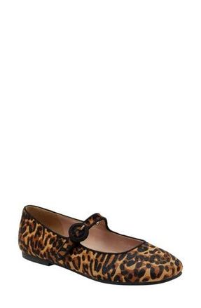 Linea Paolo Marley Leopard Print Genuine Calf Hair Flat in Cognac/Black at Nordstrom Rack, Size 6