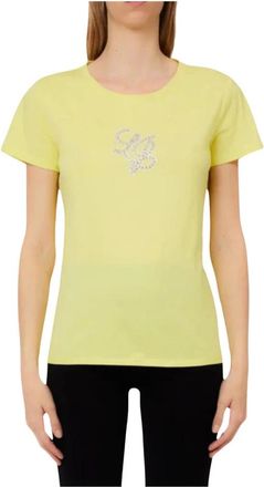 Liu Jo Katoenen T-shirt - Dames - T-shirts - Geel - XL - Katoen - Tops