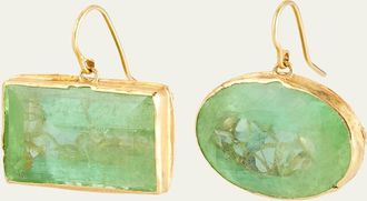 Judy Geib 18K Yellow Gold Mismatched Earrings with Mint Green Tourmalines