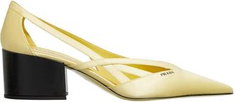 Prada Heels - Satin Pumps With Cut Out - yellow - Heels for ladies