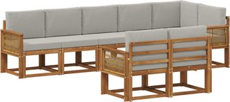 vidaXL Conjunto De Sof&aacute;s De Exterior 8 Uds. Natural Y Gris Claro Vidaxl