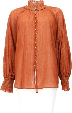 Zimmermann Aster Ruffled Neckline Cotton-Silk Blouse