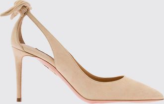 Aquazzura D&eacute;collet&eacute; Bow Tie in pelle scamosciata con tacco a spillo e nodo