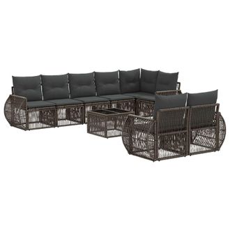 vidaXL Conjunto De Sof&aacute;s De Jard&iacute;n 9 Pcs Gris Y Gris Oscuro Vidaxl