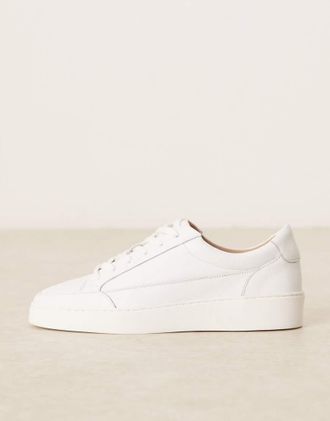 Noak Made In Portugal - Sneakers in pelle bianche con lacci e pannelli-Bianco