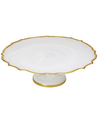 Alice Pazkus Alabaster White 13 incake Stand With Gold Trim