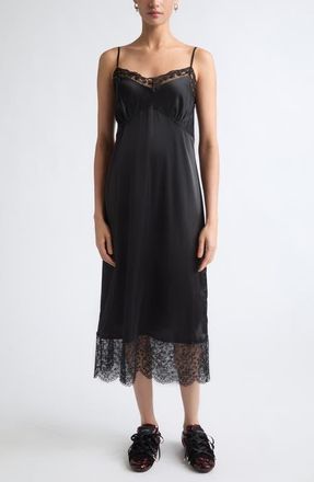 Simone Rocha Lace Trim Slipdress in Black at Nordstrom, Size 12