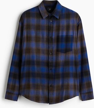 H&M Hemd aus Baumwollmix in Relaxed Fit - Blue