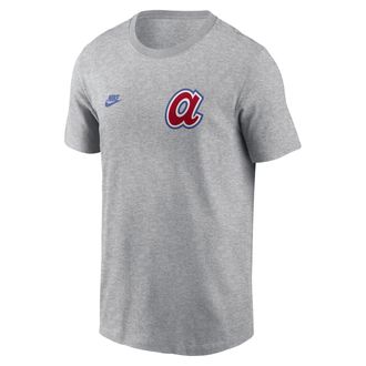 Nike Atlanta Braves Cooperstown 2-Hit Large Logo Nike Mens MLB T-Shirt in Grey | N19906GATB-VFA