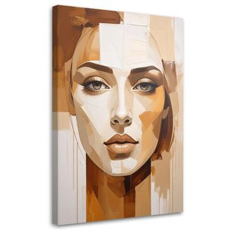 Feeby Cuadro En Lienzo, Retrato Mujer Abstracci&oacute;n Beige, 80x120