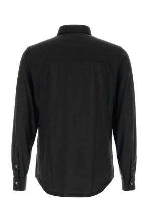 Fedeli Mens Black Wool Shirt Nero Exterior: Camicie