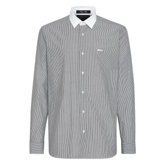 Philipp Plein Sugar Daddy Skull&Bones Shirt - Heren - Casual Overhemden - Zwart - S - Katoen - Overhemden