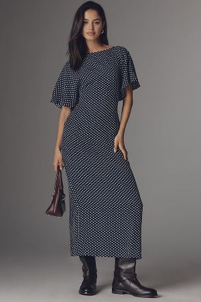 Reformation Maeve Crepe Flutter Sleeve Midi Dress
