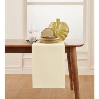 Solino Home Cotton Linen Plain Table Runner for Dining Table, Holiday and Everyday Table Decor - Dru in Ivory at Nordstrom, Size Medium