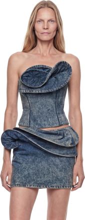 Magda Butrym Rose Detail Denim Corset