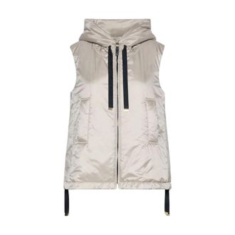 Max Mara Greengo Mouwloze Capuchon Puffer Vest - Dames - Bodywarmers - Beige - M - Polyester - Jassen