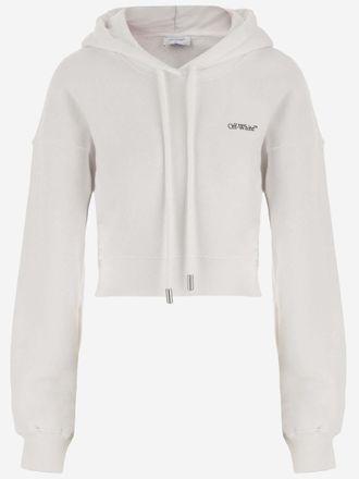 Off-white White Crop Logo Hoodie