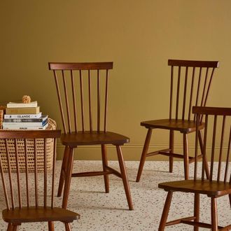 Sweeek Set Of 4 Hevea Wooden Chairs in Walnut