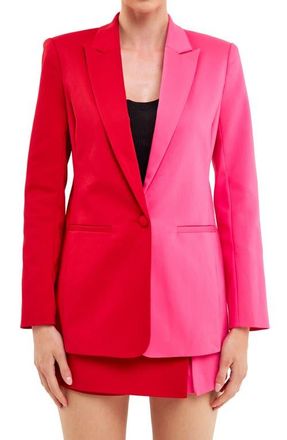 English Factory Colorblock Boyfriend Blazer in Red Fuchsia at Nordstrom, Size X-Small