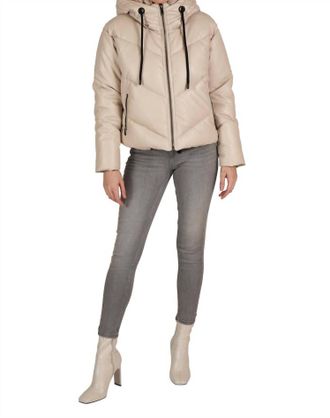 Love Token Puffer Jacket In Beige