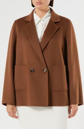 Marina Rinaldi Double Breasted Virgin Wool Jacket in Chocolate at Nordstrom, Size 16 - W
