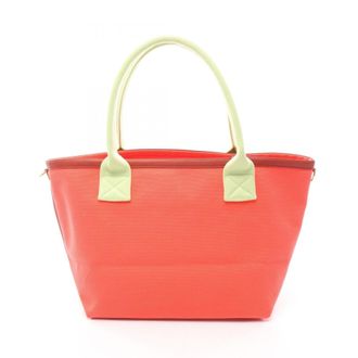 Herm&egrave;s Brown Green Red Color Toile H Leather Tote Bag (Pre-Owned)