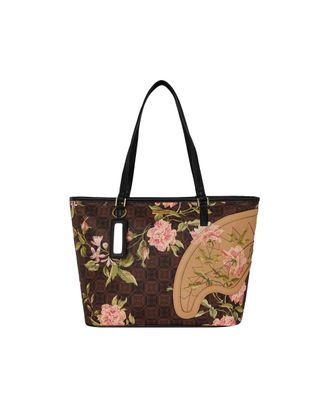 Sprayground Floral-Print Tote Bag with Geometric Design and Logo Accents