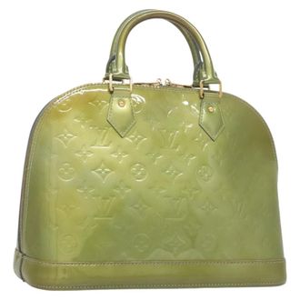 Louis Vuitton Alma Handbag Monogram Vernis Green Patent_Leather Handbag (Pre-Owned)