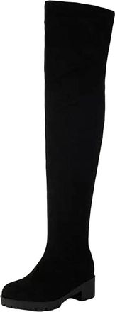 Generic Ladies Fashion Over The Knee Boots Round Toe Medium Chunky Heel Platform With Side Zipper Stylish Thigh High Footwear