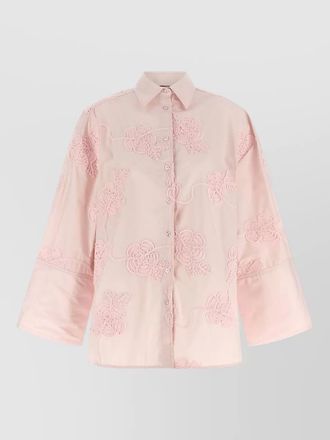 Rotate embroidered floral shirt long sleeves collar
