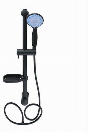 Trade Shop Trade Shop - Saliscendi Colonna Doccia Nero Soffione Multigetto Mensola Porta Sapone Bagno 87494