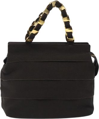 Ferragamo Vala Handbag Canvas Brown Canvas Handbag (Pre-Owned)