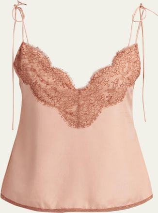 Valentino Garavani Lace-Trim Silk Cami Top