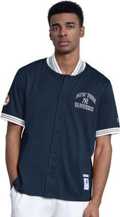 Starter Mens Starter Navy New York Yankees Button-Up Short Sleeve Jacket at Nordstrom, Size 5X-Large