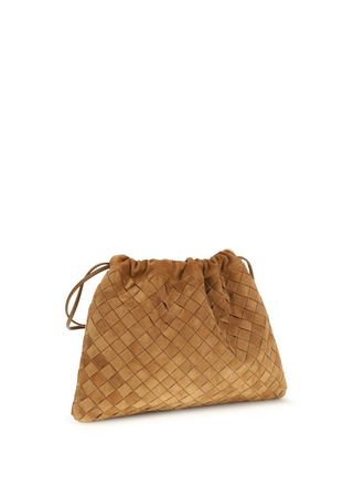 Bottega Veneta Womens Pouch Dustbag Amber-Gold Calf Leather Bos Taurus Clutch Bags