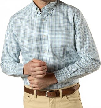 Duck Head Long Sleeve Cotton Oxford Sport Shirt In Aspen Green