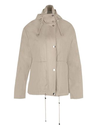 Michael Kors crushed hooded jacket - women - Cotton/Metallic Fibre/Acetate/Elastane - S - Neutrals