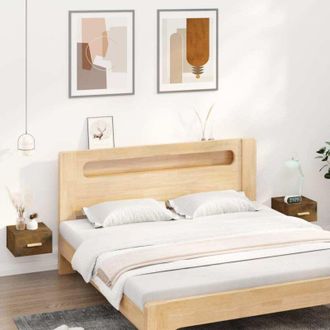 vidaXL Vidaxl - Mesitas De Noche De Pared 2 Uds Color Roble Ahumado 35x35x20 Cm