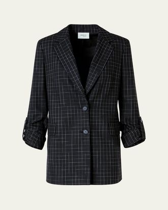 Akris Windowpane Check Single-Breasted Jacket