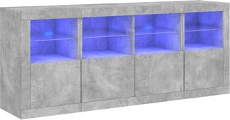vidaXL Vidaxl - Aparador Con Luces Led Gris Hormig&oacute;n 163x37x67 Cm