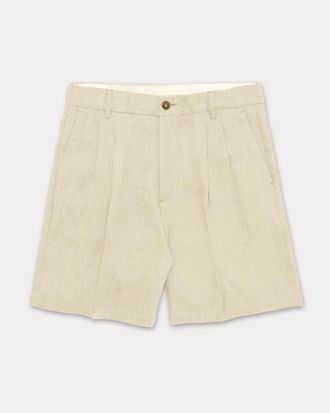 Fortela Beachshort Pleated Linen Shorts in Cream at Nordstrom, Size 27 Eu