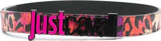 Just Cavalli leopard-print leather belt - women - Calf Leather - 70 - Pink