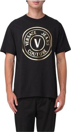 Versace Jeans Couture Cotton T-shirt met grafische print - Heren - T-shirts - Zwart - XL - Katoen - Tops