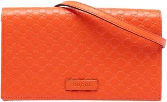 Gucci Pre-owned Clutches, female, Orange, Size: ONE SIZE Pre-owned Embossed Leather Crossbody Bag