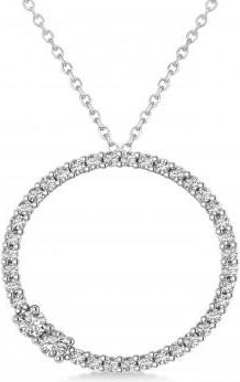 Allurez Moissanite Locked Circle of Life Pendant Necklace 14k White Gold (0.46ct)