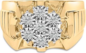 House of Brilliance 14K Yellow Gold Plated Silver 1/3 Cttw Miracle-Set Floral Diamond Cluster Ring at Nordstrom, Size 10