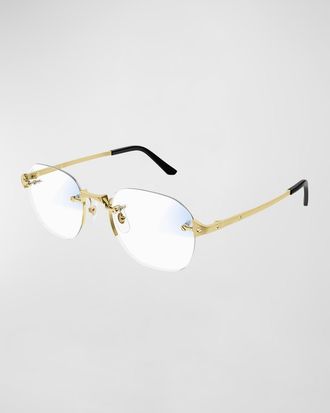 Cartier Men & apos;s Rimless Metal Oval Sunglasses