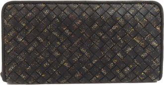 Bottega Veneta Black Leather Long Wallet (Bi-Fold) (Pre-Owned)