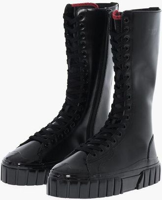Diesel Leather Lace-up Boots S-HANAMI with Flatform Sole size 39